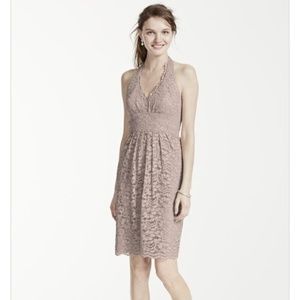 David's Bridal short lace halter dress. NWT
